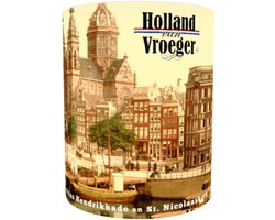 Oud Stadsgezicht Amsterdam Prins Hendrikkade en Sint Nicolaaskerk - Oude Antieke Holland van Vroeger Foto Print op Mok - 330 ml