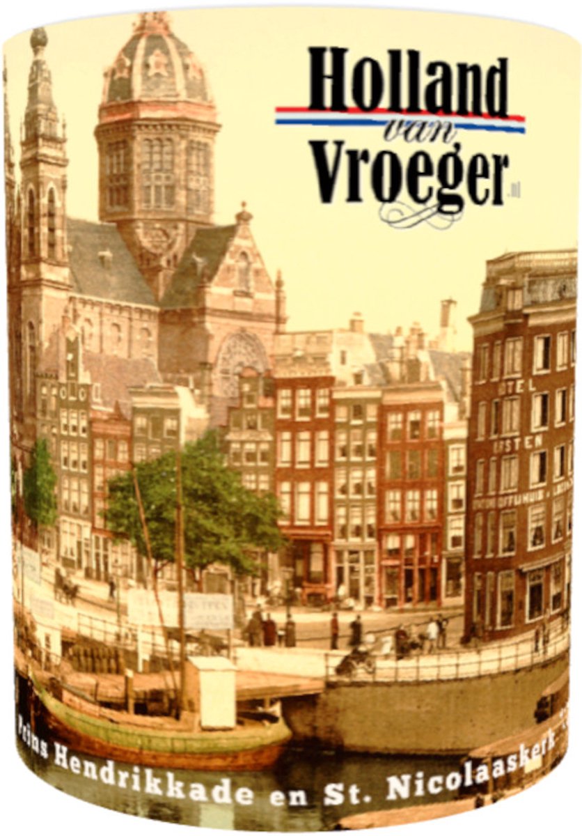 Oud Stadsgezicht Amsterdam Prins Hendrikkade en Sint Nicolaaskerk - Oude Antieke Holland van Vroeger Foto Print op Mok - 330 ml