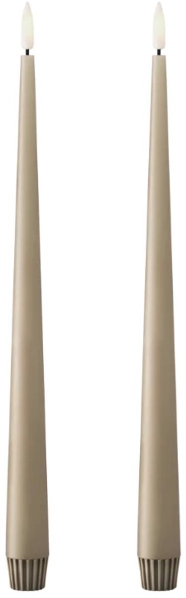 Ester & Erik Led Taper kaars 30cm nougat note set van 2 bruin