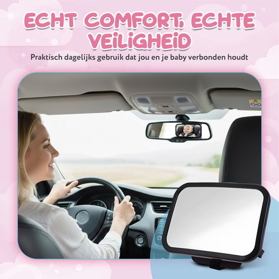 Bailanta® Autospiegel Baby - Achteruitkijkspiegel voor Auto - 360° Roteerbaar - Onbreekbare Veiligheidsspiegel - Brede Weergave van Merkloos — afbeelding 3