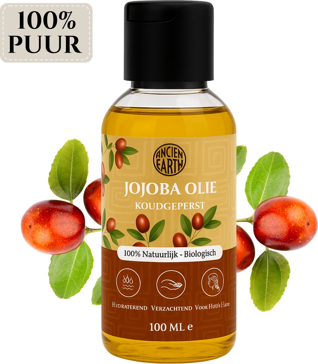 Jojoba Olie 100ml - Puur en koudgeperst - Onbewerkt - Biologisch - 100% Natuurlijk - Jojobaolie voor Huid en Haar - Huidolie - Massageolie - Haarolie