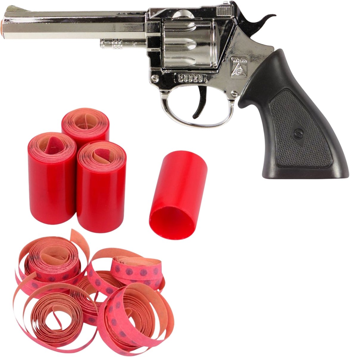 Wicke Cowboy en politie verkleed speelgoed revolver of pistool - metaal - met 2400 plaffertjes - wapens