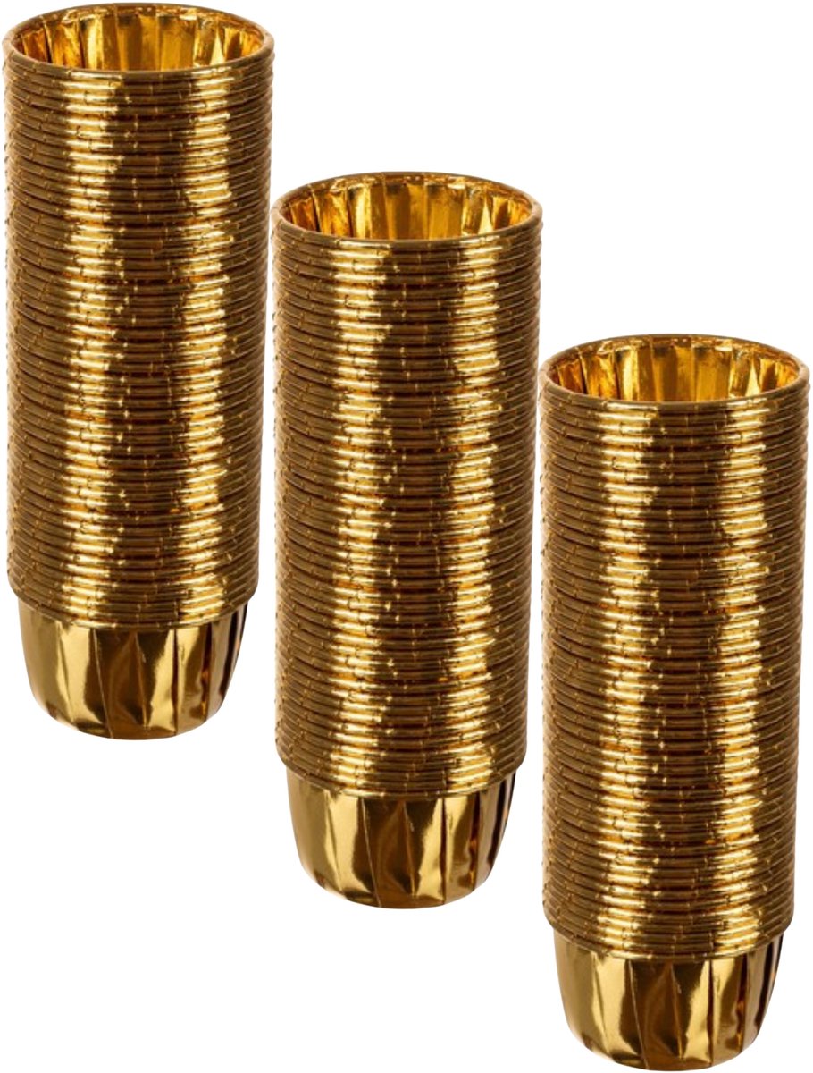 Ruhhy Muffinvormpjes - 150x stuks - goud - 3,5 x 6 cm - cupcake vorm - papier - aluminiumfolie
