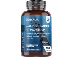 WeightWorld Marine Collageen – 100% puur – 1200 mg – Met Q10, hyaluronzuur, zink, magnesium en vitamine C – Gehydrolyseerd viscollageen type 1 en 3 – Gemaakt in het VK