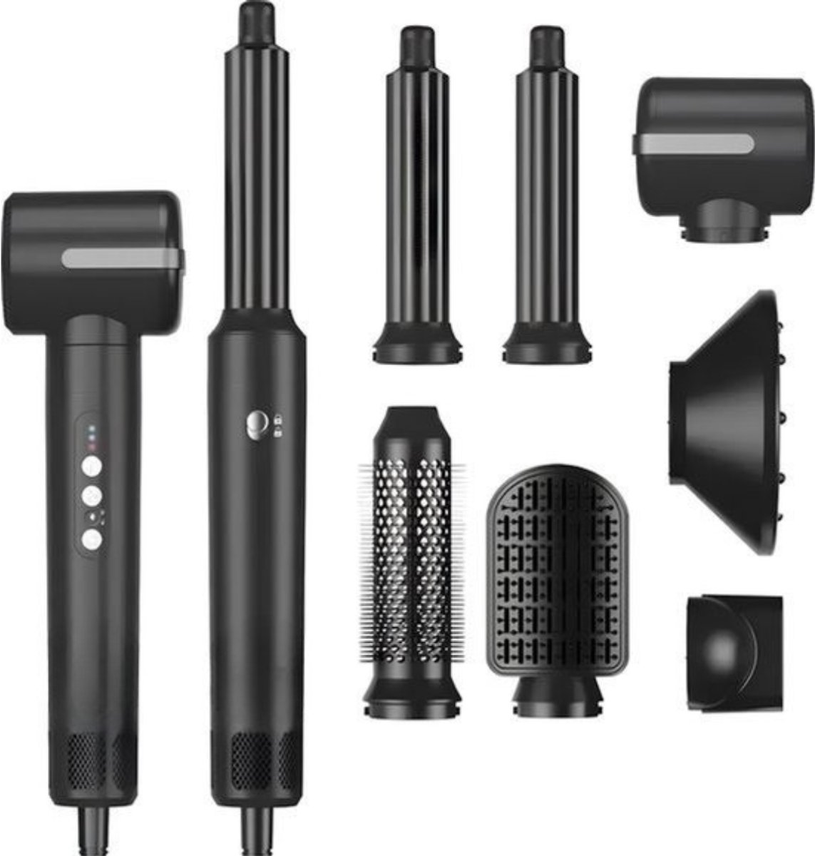 Airstyler - Zwart - Haar - Haarborstel - Multistyler - Opbergdoos - Föhn Met Diffuser - Krulborstel - Krultang - Haardroger - Föhnborstel - Stijltang -Hairwrap - 7 In 1 - Velours Max