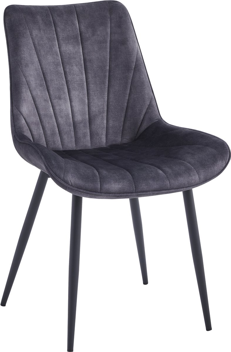 Colenis Lesedi Eetkamerstoel - Set Van 4 - Antraciet - Adoré Velvet - Industrieel Antraciet,Adoré Velvet