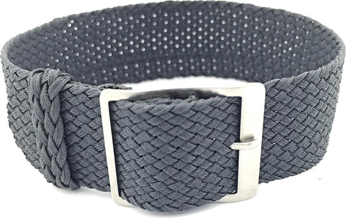Premium Braided Perlon Strap - Geweven Perlon Horlogeband - Grijs 20mm