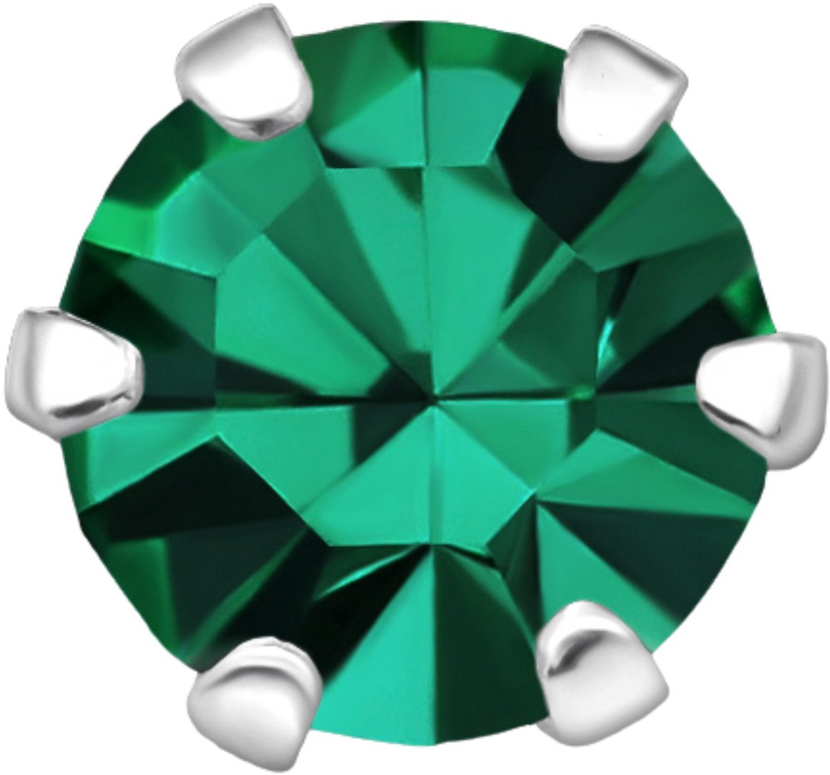 Zilveren Ronde 5 mm Oorstekers met Kristallen