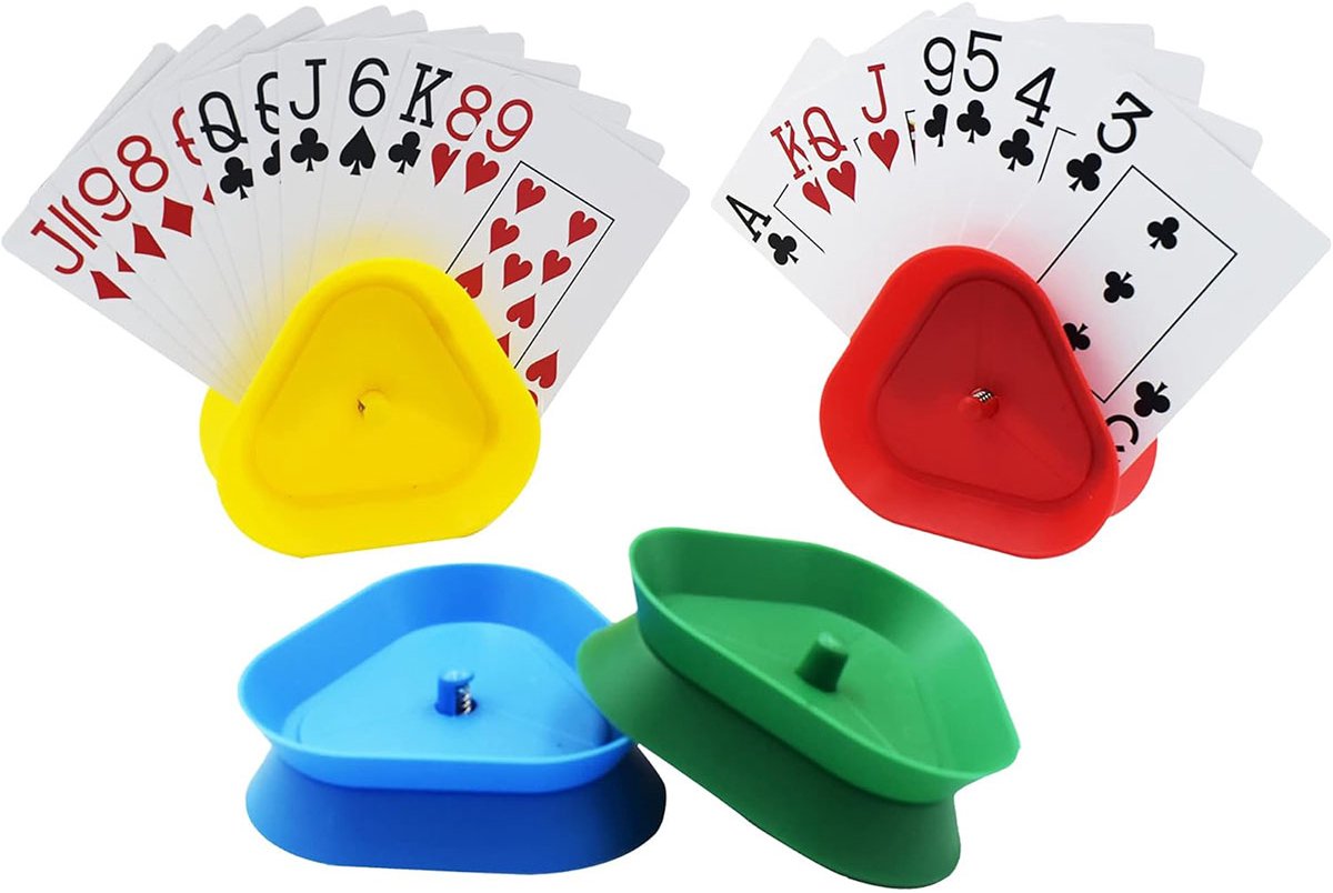 Vitdipy - 4 Stuks - Speelkaartenhouder - Kunststof - 8,5 cm - Kaarthouder spelletjes - Kindern/Volwassenen