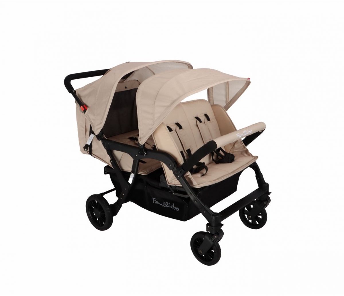 Familidoo Lidoo Lite Arctic Buggy 4 zits Geschikt voor 2 newborn baby's - Compact (77 cm) -inclusief regenhoes - Perfect voor Gastouders & Kinderdagverblijven- Fully Beige
