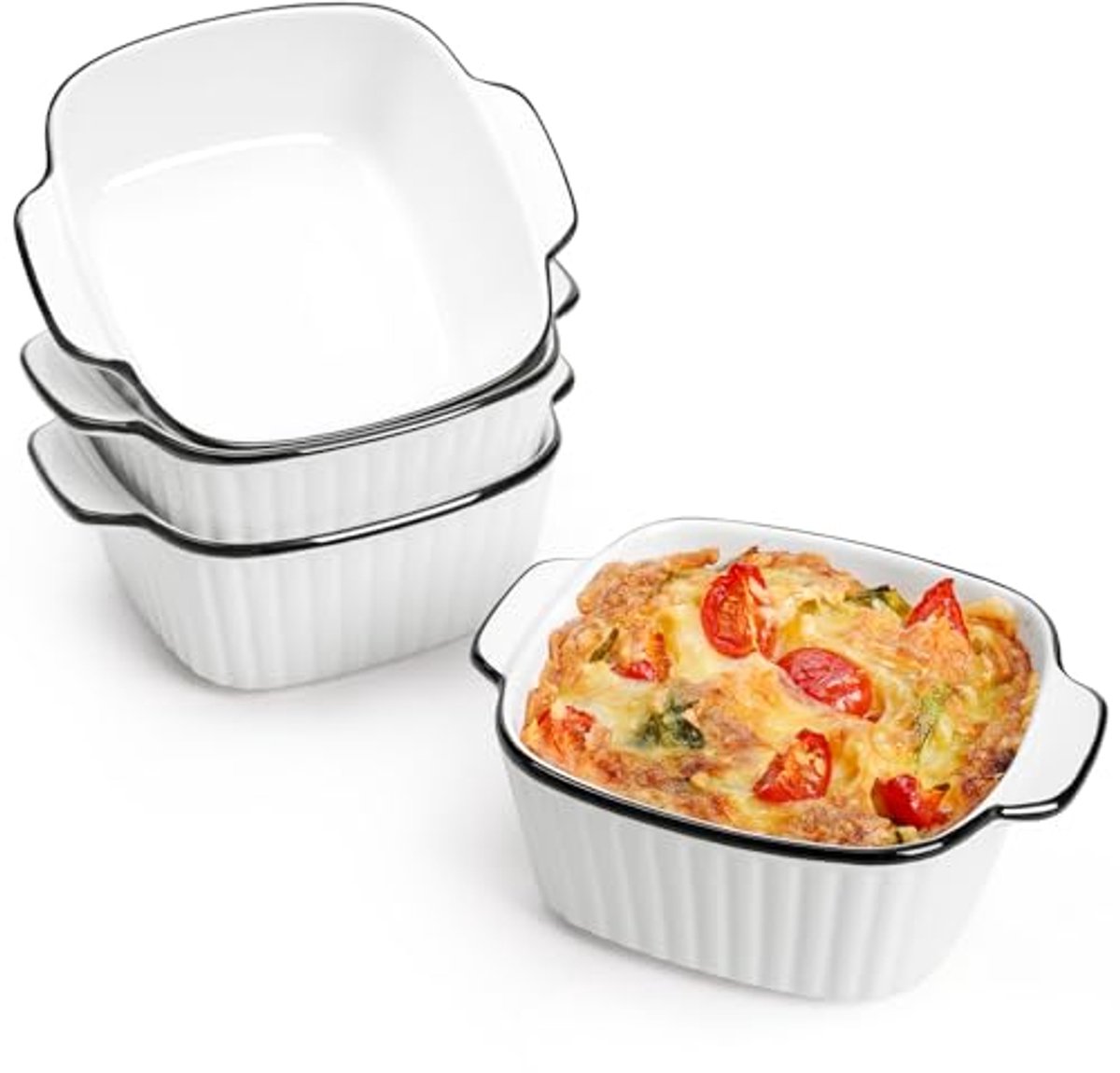 Set van 4 keramische bakvormen voor heteluchtfriteuse - 400 ml ovenschaal met handgrepen