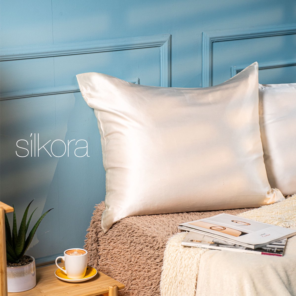 Silkora Premium Silk Pillowcase - 40x80 cm - 22 Momme 100% Moerbei Zijden Kussensloop Met Verborgen Rits - Anti-rimpel, Verkoelende, Anti-pluis - Beige