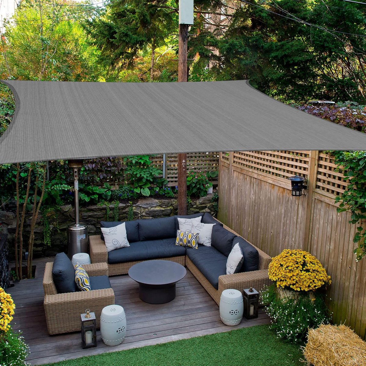 Vierkant schaduwdoek 3x3 m- ademend HDPE schaduwdoek (185 g/㎡)- 3 m schaduwnet met UV-bescherming voor patio- tuin- terras- kamperen- buiten- grafietgrijs- 3x3 m