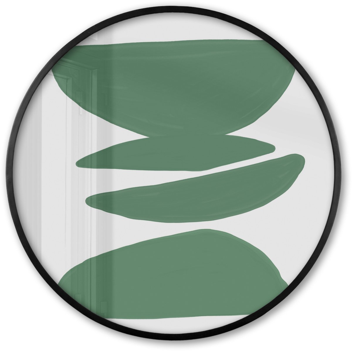 FrameYourWall Poster in lijst Rond - Fotolijst 80x80 cm - Posters - Abstract - Groen - Vormen - Modern - Ronde posterlijst zwart - Decoratie - Wanddecoratie woonkamer - Muurdecoratie slaapkamer
