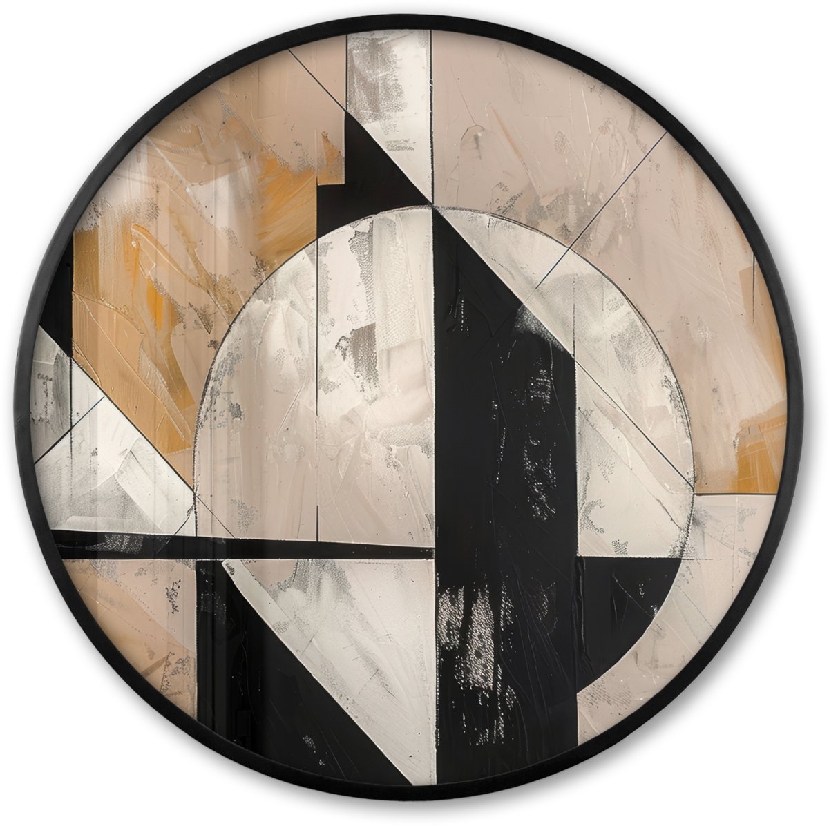 FrameYourWall Poster in lijst Rond - Fotolijst 80x80 cm - Posters - Abstract - Modern - Geometrisch - Pastel - Ronde posterlijst zwart - Decoratie - Wanddecoratie woonkamer - Muurdecoratie slaapkamer Vormen