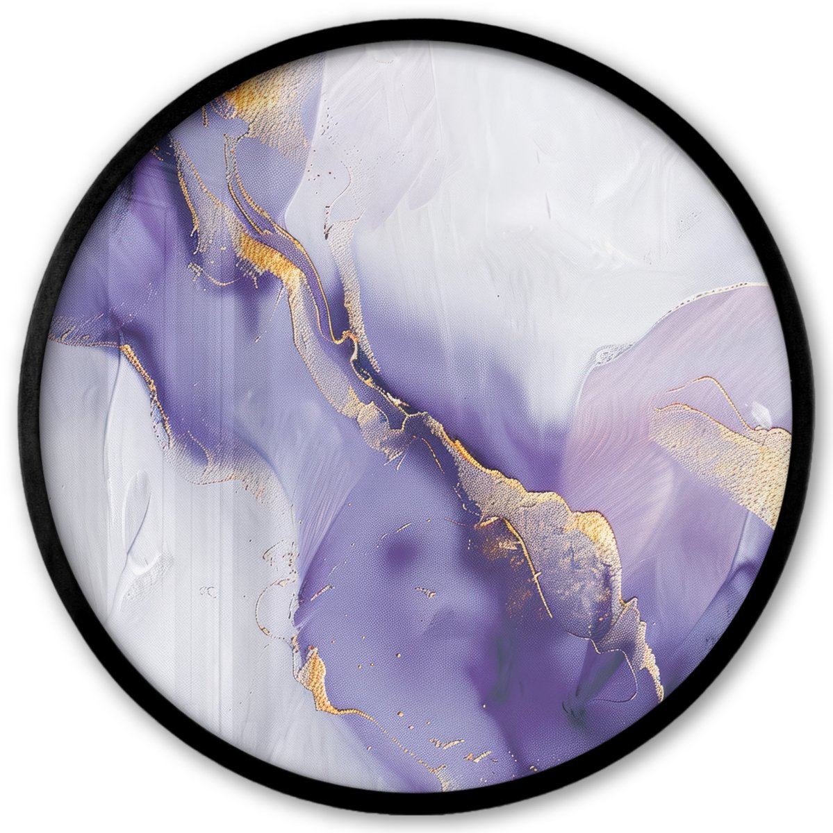 FrameYourWall Poster in lijst Rond - Fotolijst 40x40 cm - Posters - Paars - Modern - Marmer - Abstract - Ronde posterlijst zwart - Decoratie - Wanddecoratie woonkamer - Muurdecoratie slaapkamer