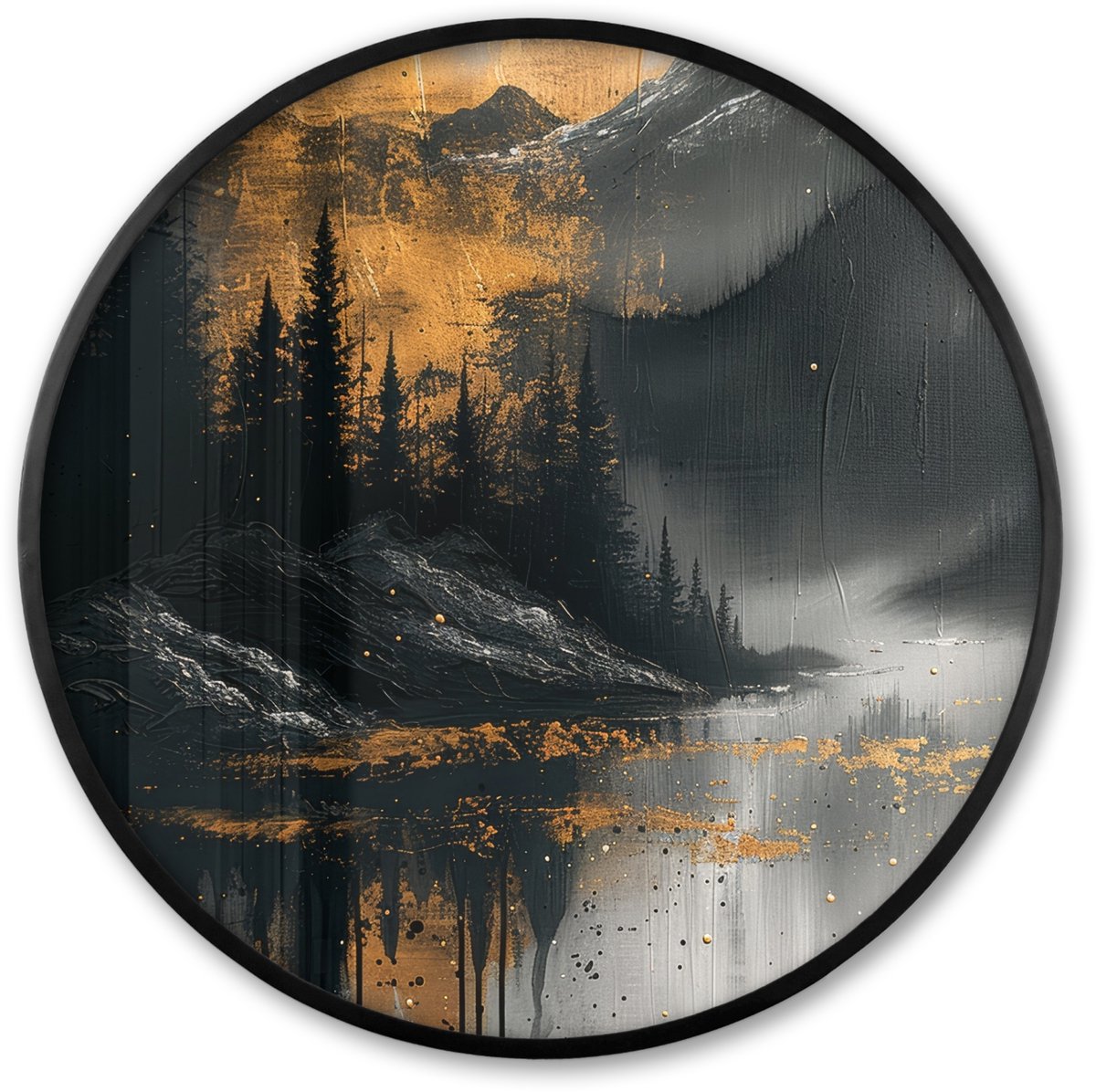 FrameYourWall Poster in lijst Rond - Fotolijst 80x80 cm - Posters - Natuur - Abstract - Landschap - Modern - Ronde posterlijst zwart - Decoratie - Wanddecoratie woonkamer - Muurdecoratie slaapkamer