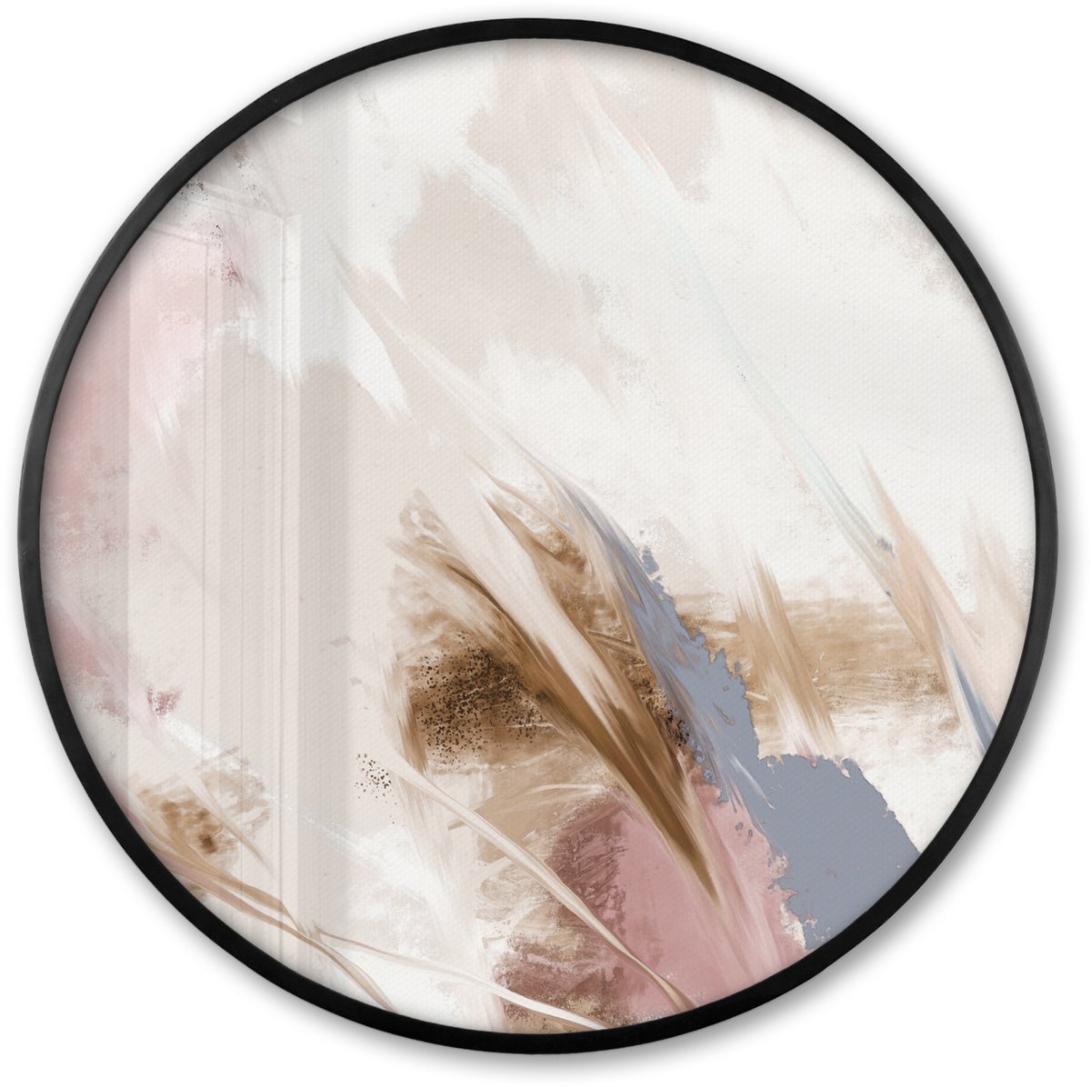 FrameYourWall Poster in lijst Rond - Fotolijst 60x60 cm - Posters - Kunst - Verf - Kleuren - Patroon - Ronde posterlijst zwart - Decoratie - Wanddecoratie woonkamer - Muurdecoratie slaapkamer Roze
