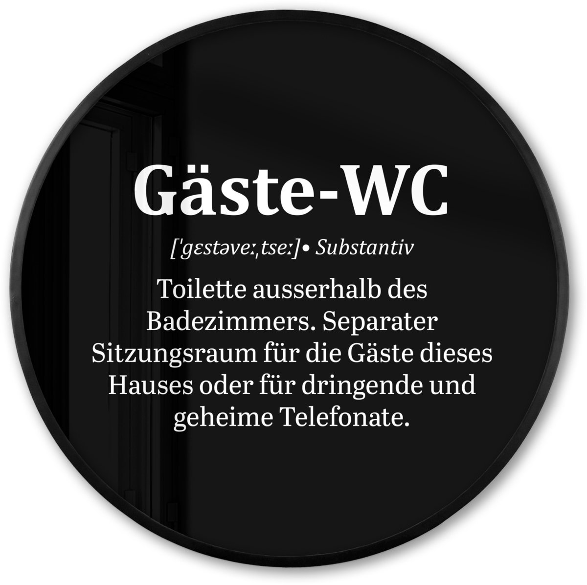 FrameYourWall Poster in lijst Rond - Fotolijst 60x60 cm - Posters - Quotes - Gäste-wc - Definitie - Zwart - Spreuk - Ronde posterlijst zwart - Decoratie - Wanddecoratie woonkamer - Muurdecoratie slaapkamer Multicolor