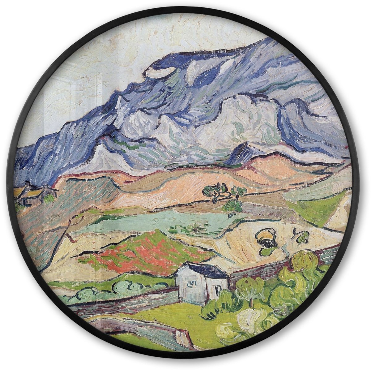 FrameYourWall Poster in lijst Rond - Fotolijst 60x60 cm - Posters - De Alpen - Vincent van Gogh - Ronde posterlijst zwart - Decoratie - Wanddecoratie woonkamer - Muurdecoratie slaapkamer Multicolor