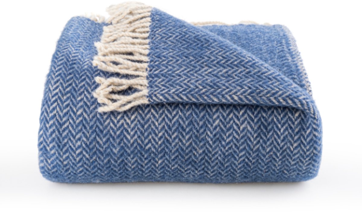 Trimita Ladira 100% Wollen Plaid – Marineblauw – 130×170 cm – Woonkamer / Slaapkamer
