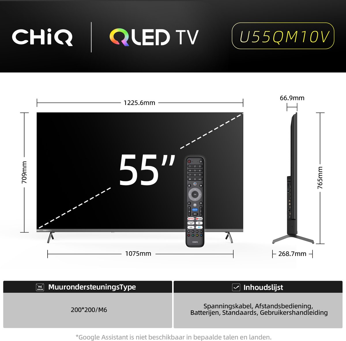 CHiQ U55QM10V Smart TV 55 Inch QLED Pro 4K Ultra HD - afbeelding 3