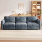 Canapé Guyii Meubella, canapé 3 places - Canapé deux places confortable avec accoudoirs - 165 cm x 77 cm x 83,5 cm - Canapé confortable en tissu bleu