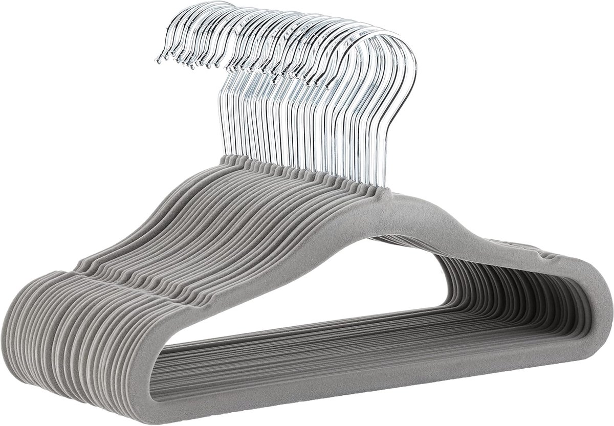 30 stuks antislip fluwelen hangers voor kinderen en peuters- 29 cm- grijs