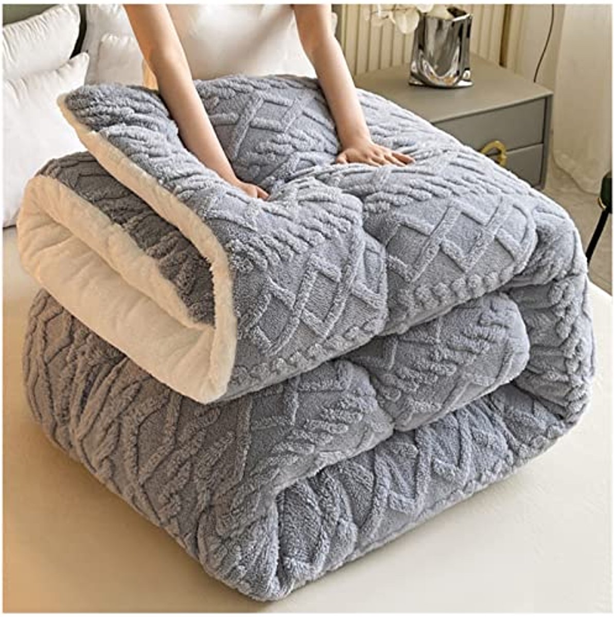 Zachte Winter Dekbed van Katoen, Dikke Lamsfluwelen Quilt voor de Winter (200×230CM)