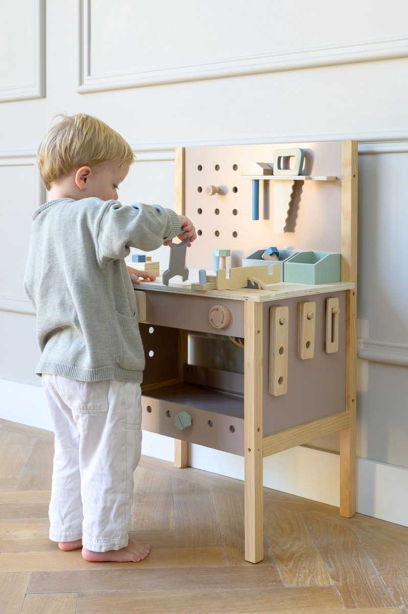 Babiem® Thomas - Werkbank Speelgoed - Incl. Gereedschap - Speelgoed - Gereedschap Speelgoed - Kindergereedschap - kinder werkbank - 55x34x80 cm - Hout — afbeelding 9