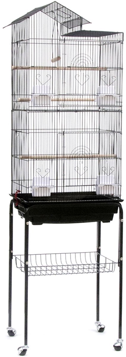 PIPIPOXER-Vogelkooi met trolley en 360° wielen - 46x35,5x158,5cm thumbnail 4