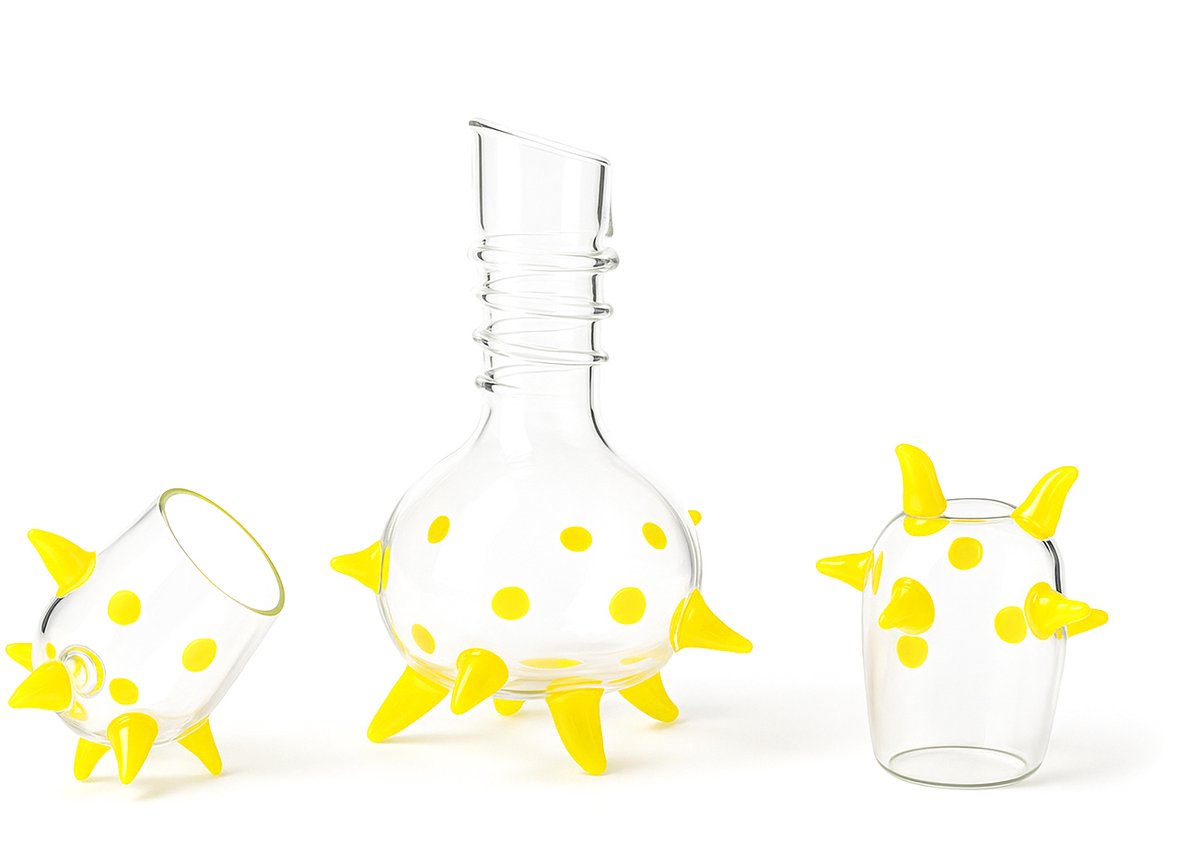 Loranto - 4 Glazen & Karaf Geel - Luxe Drink glazen - Europees glas