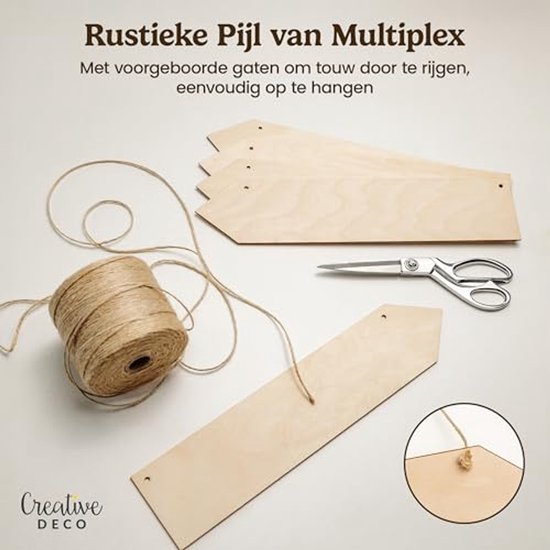 Grote Houten Pijlen Decoratie - 40 x 9 cm - Perfect voor Verf en Geschenken — afbeelding 2