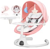 Elovia Elektrische Wipstoel - Muziek en Swing Opties - 5 Punts Gordel - Babyschommel voor je baby- Schommelstoel - Baby Swing- Roos