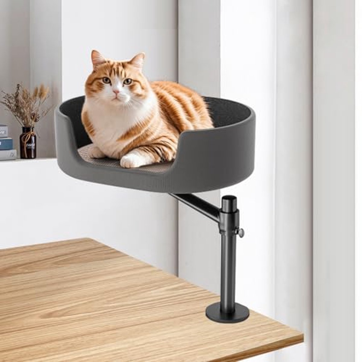 Kattenbed voor Bureau - Eenvoudig Te Monteren, Geschikt voor Katten en Kleine Honden Tot 10 kg