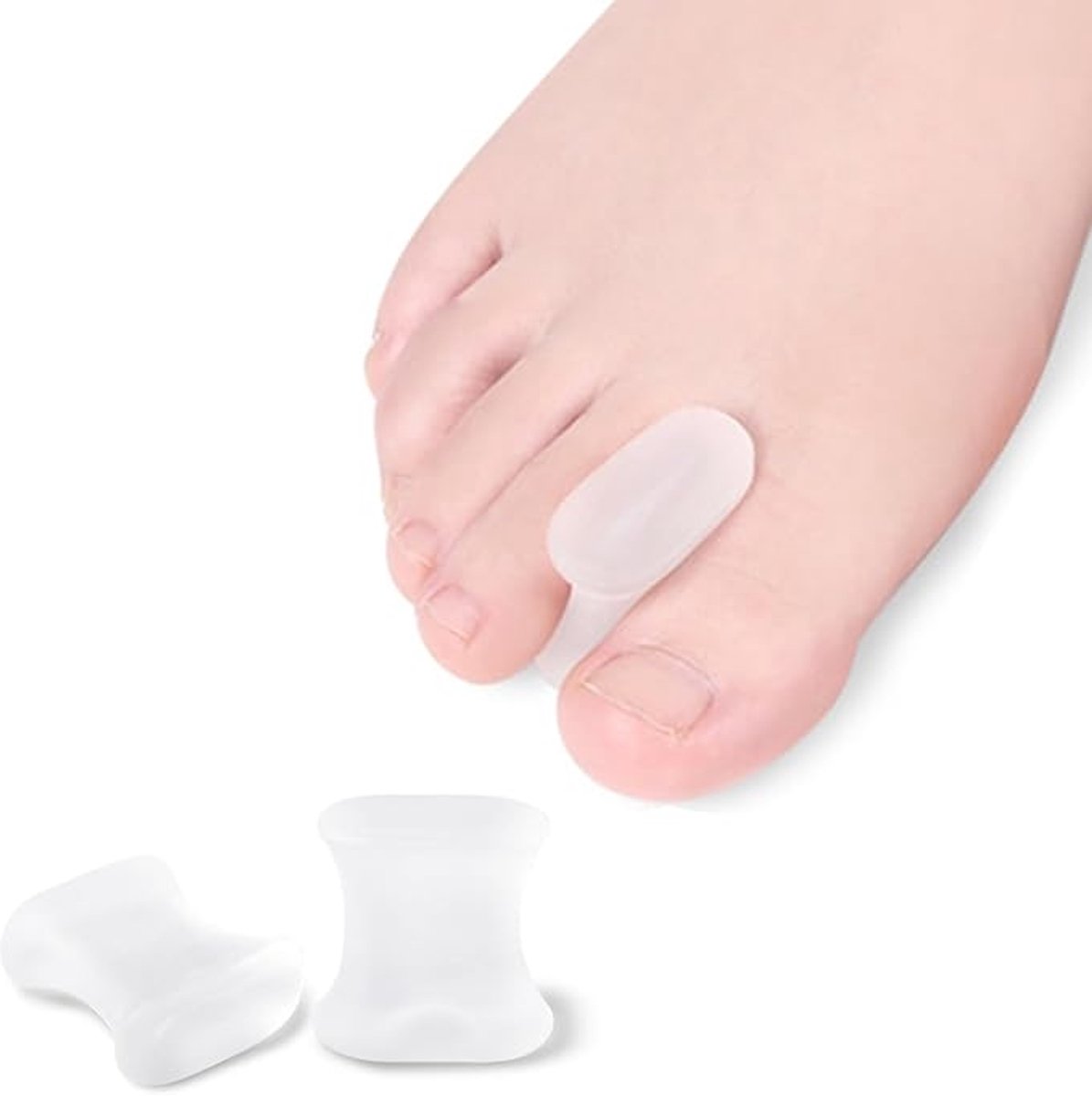 Daity 10-pack gel-bunion-scheiders (0 -3 inch dik) en ortheses voor overlappende bunions - pijnverlichting bij bunions - transparant maat S