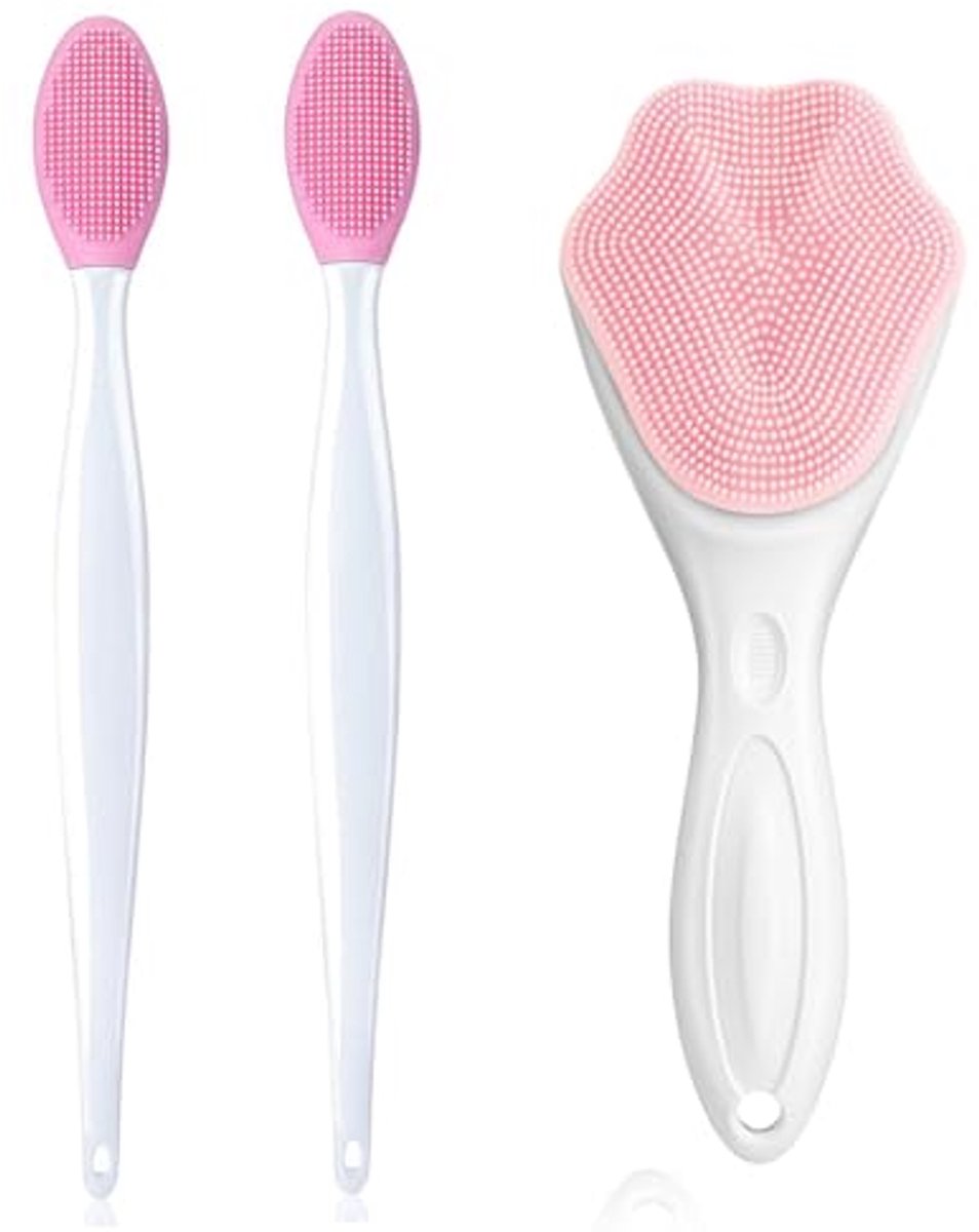 Siliconen Gezichtsreinigingsborstel en Lippenpenseel Set - Waterdicht en Handmatig voor Diepe Reiniging en Peeling