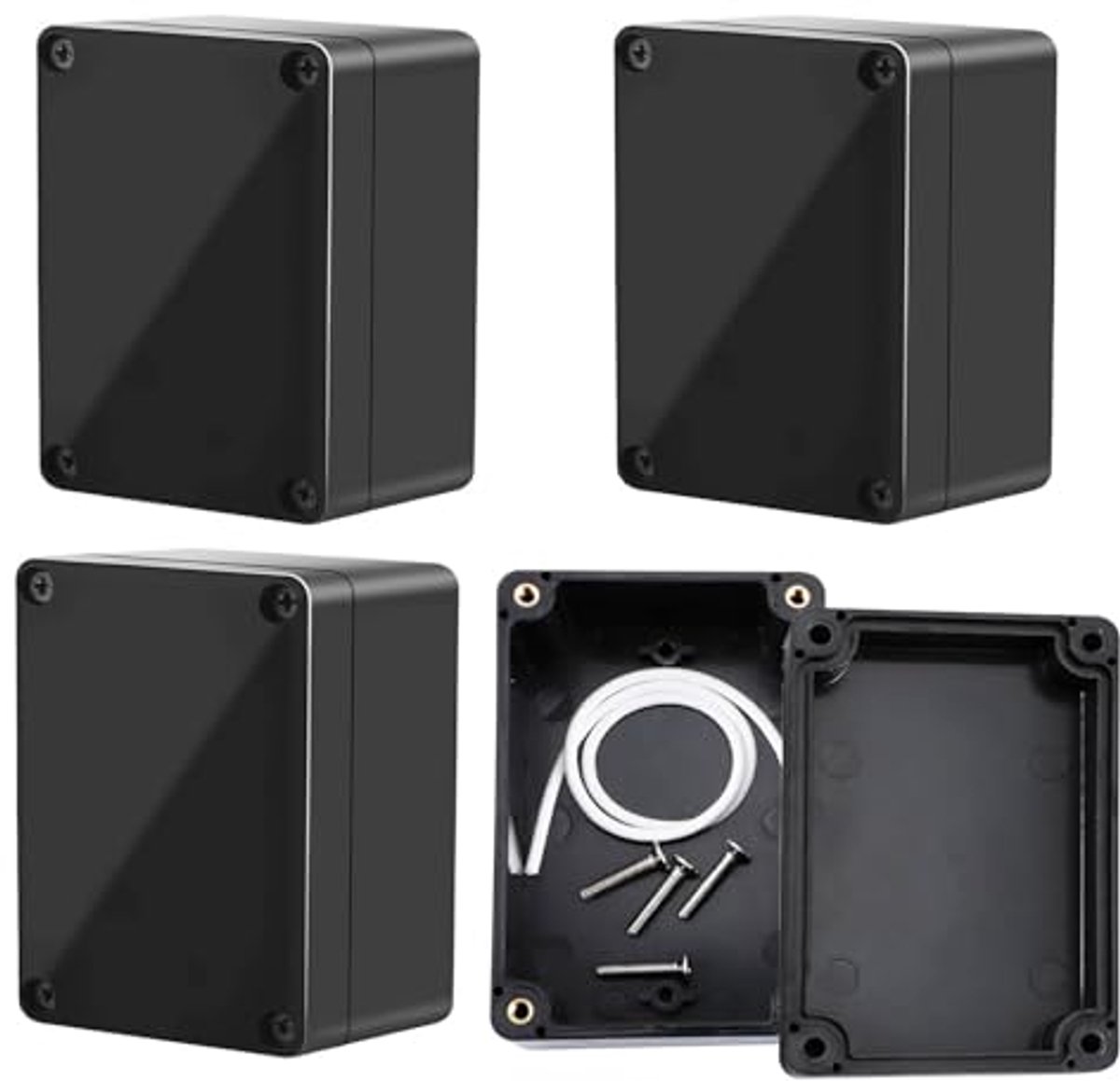 Waterdichte verdeeldoos IP65 voor elektrische installaties - 4 stuks, 65 x 58 x 35 mm, inclusief schroeven en afdichtstrips