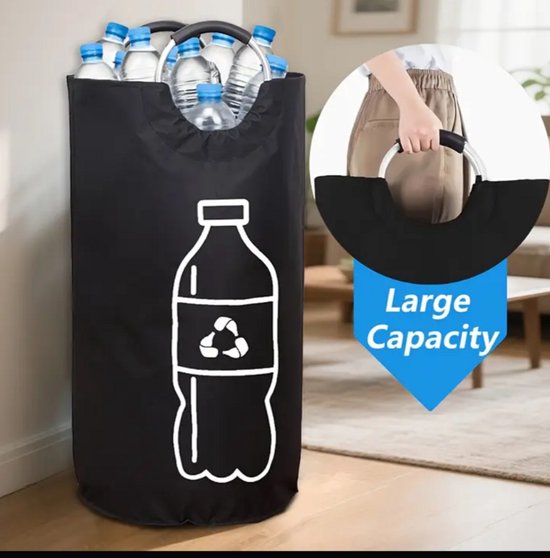 Het origineel opslag van statiegeldflessen - Selinchen® hoogwaardige flessenverzamelaar met afsluitbaar deksel met soft-grip XL zwart bottle bag van Selinchen — afbeelding 2
