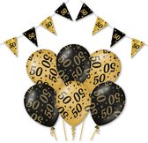 Q2P - 50 Jaar - Slingers - Ballonnen - Zwart & Goud Set - Verjaardag Versiering - Helium Ballon - Abraham - Sarah