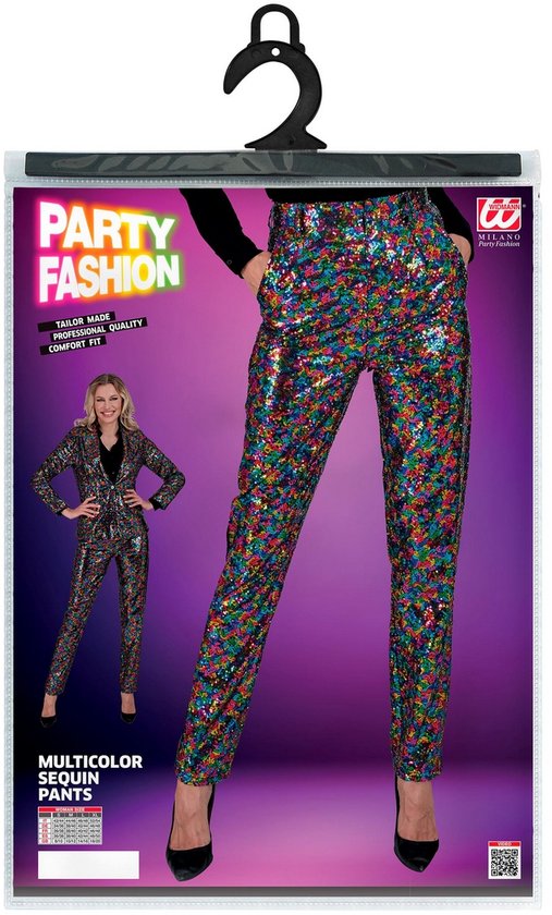 Widmann - Costume de Noël et Nouvel An - Pantalon à Paillettes Betty Confettis Femme - Multicolore - Large - Déguisements - Déguisements