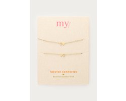 My Jewellery - Armband - Set met 2 Hartjes - Goud - Armbanden - Armbandjes - Schakelarmban