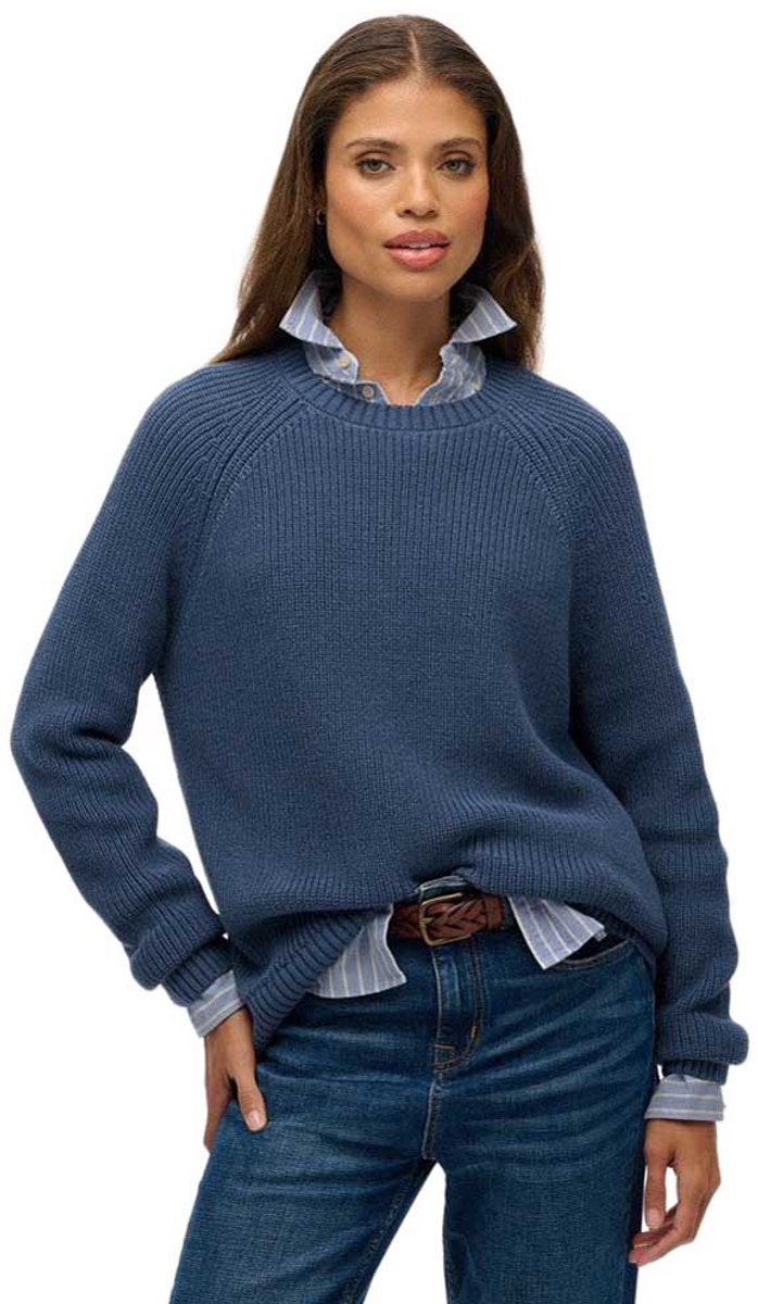 Superdry Relaxed Ribbed Gebreide Trui Dames Sweaters Blauw