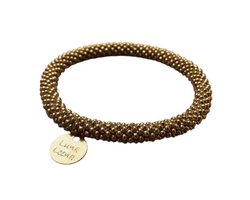 Luna-Leena duurzame kralen armband rol - goud - glaskralen - one size 14+ ( 7ø cm) - handgemaakt in Nepal - armbanden - beaded bracelet roll - accessoire - feest - gift - cadeau - kerstcadeau - moederdagsieraad