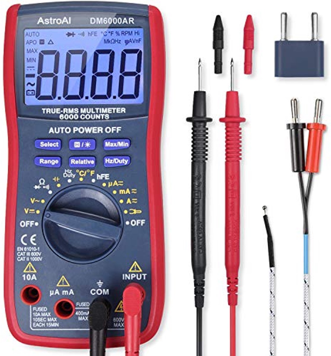 Digitale Multimeter True RMS 6000 Counts voor AC/DC Spanning, Stroom en Weerstand