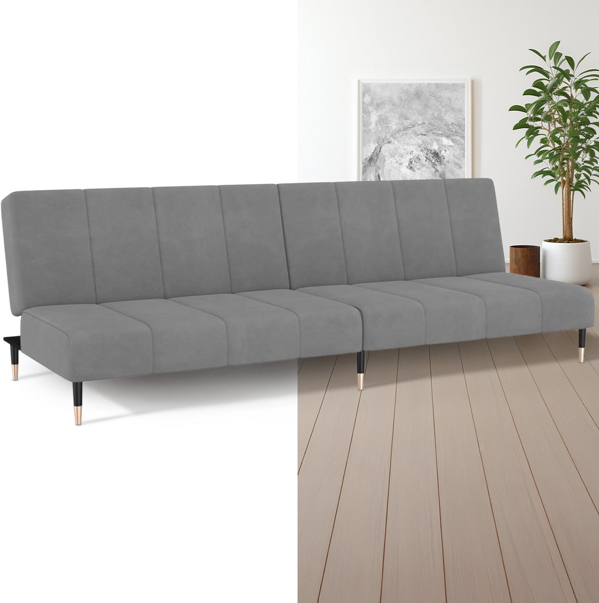 Slaapbank - Uitklapbaar - Slaapstoel - Logeerbed - Zetelbed - Slaapfauteuil - Vouwbed - 2 persoons - Zeer comfortabel - Lichtgrijs
