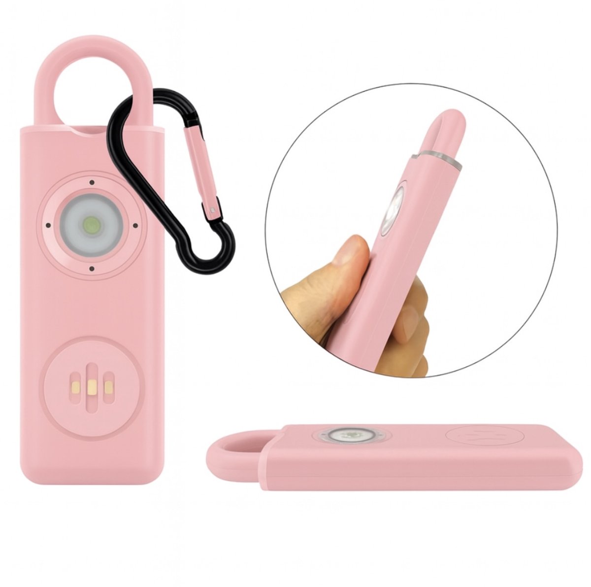 AVENIR25® - Persoonlijk Alarm 130dB – Met Zaklamp - Zelfverdediging Product – Oplaadbaar incl. Oplaadkabeltje en Karabijnhaak – Roze