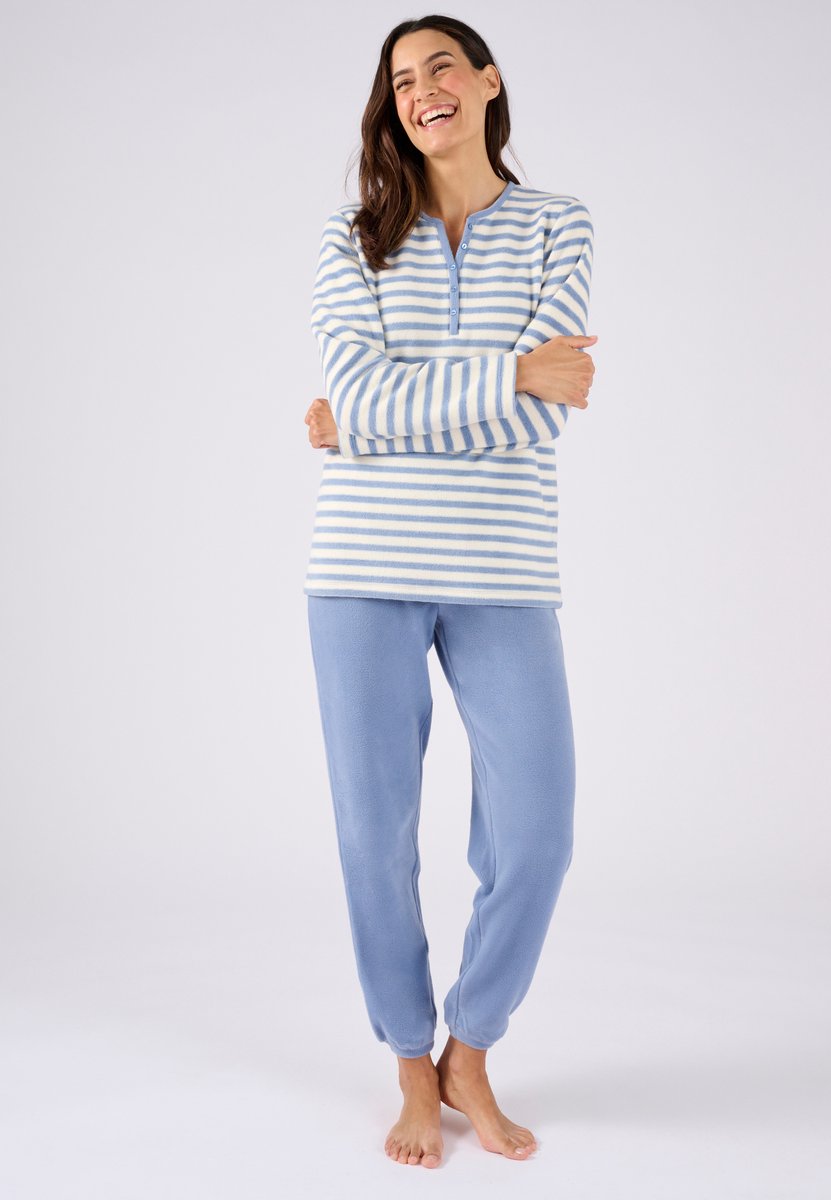 Damart - Thermolactyl pyjama van fleecetricot - Dames - Blauw - 34-36 (XS)