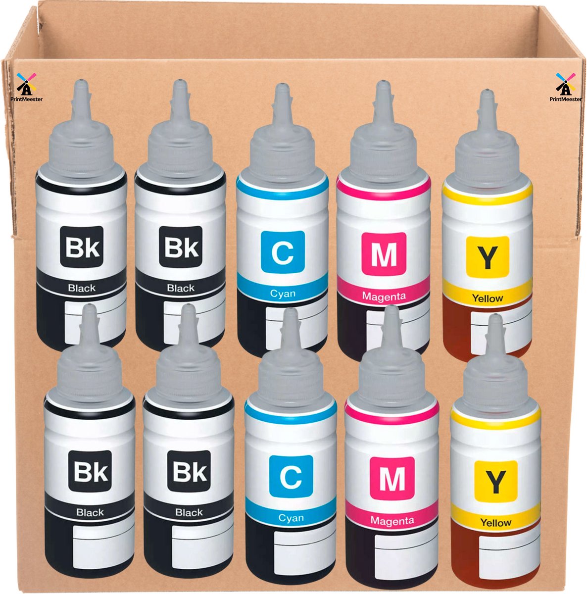 Image of "10 flessen compatibele Epson-inkt 104 flessen inkt (ZWARTx4 + CIANx2 + MAGENTAx2 + GEELx2) Epson EcoTank ET-2710 ET-2711 ET-2712 ET-2714 ET-2715 ET-2720 ET-2721 ET-2726 ET-4700 "
