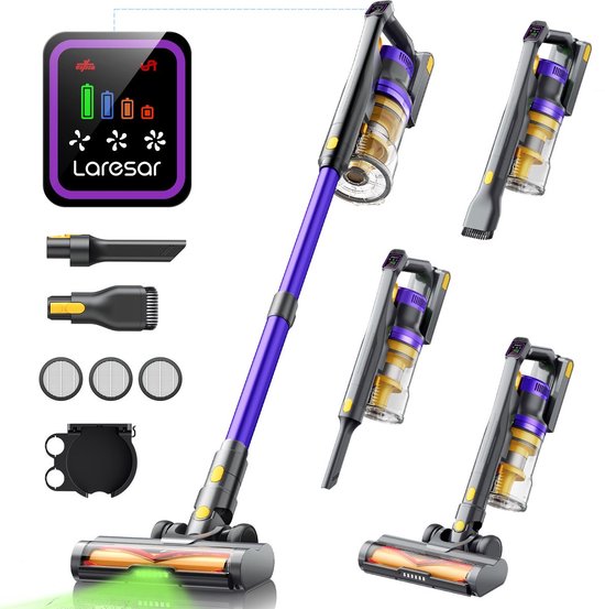 Fubzz Steelstofzuiger - Draadloos - 55 kPa Zuigkracht - 60 Min Batterijduur - 550 W Motor - HEPA Filter - LED Display - Voor Huisdieren & Tapijt